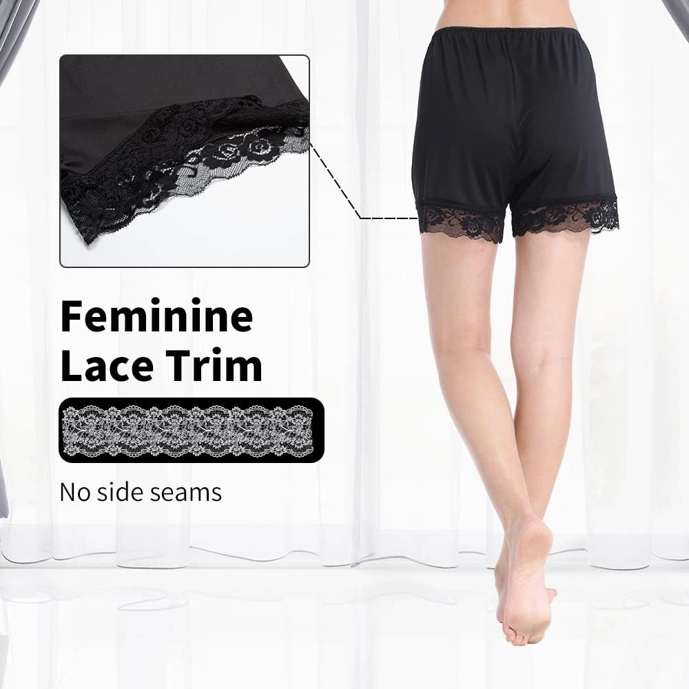 MANCYFIT Pettipants for Women Half Slip Culotte Shorts Split Skirt Lace Snip 4” Inseam