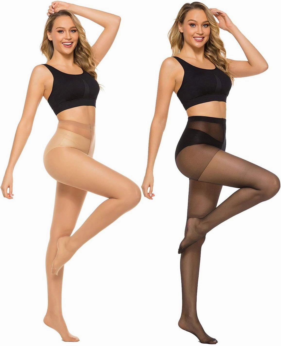 MANZI 6 Pairs 20D Women's Sheer Tights Ultra Thin High Waist Pantyhose Thigh Stockings