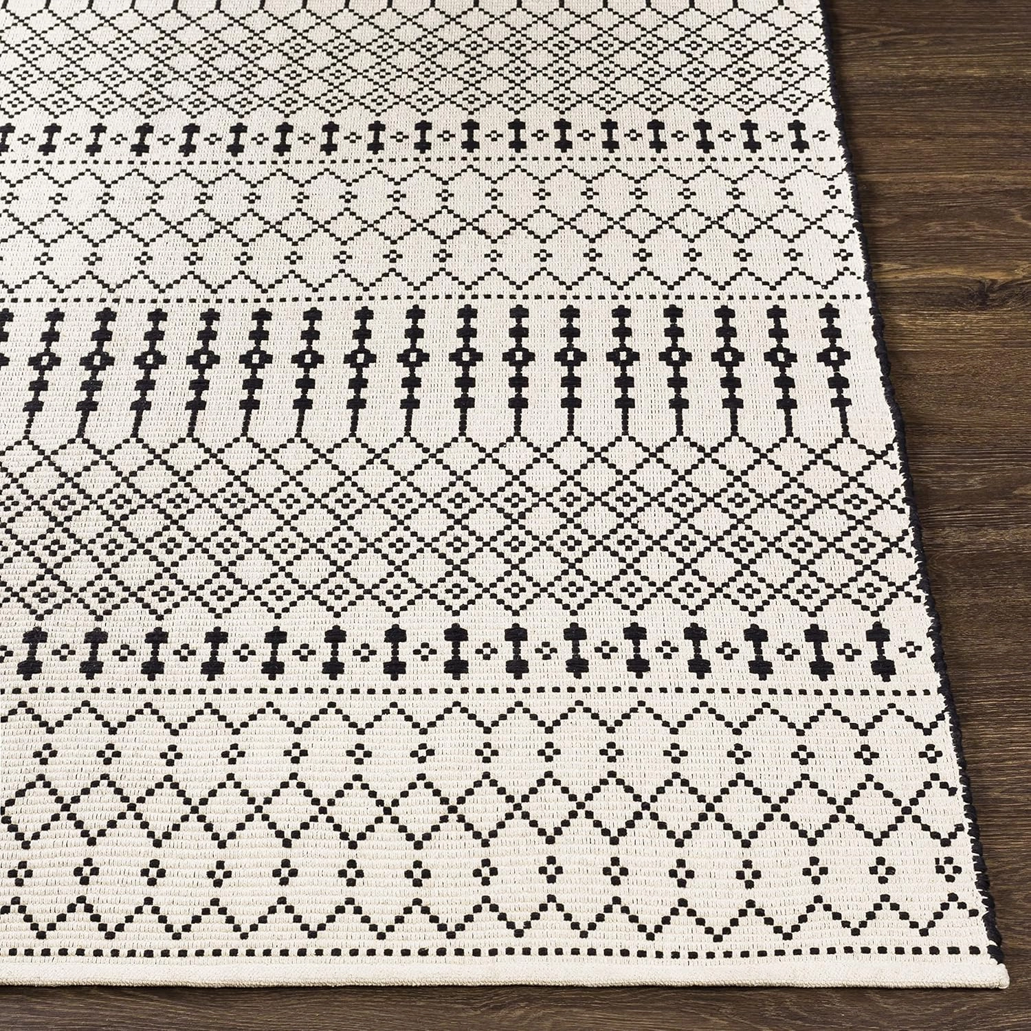 Mark&Day Area Rugs, 2x8 Spring Valley Rustic Charcoal Runner Area Rug, White Black Carpet for Hallway, Kitchen, Bedroom or Living Room (2'6" x 8' Runner)