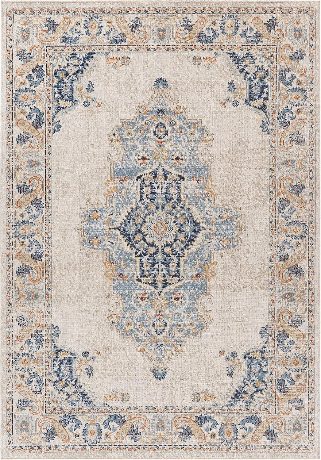 Mark&Day Outdoor Rugs, 5x7 Calumet Global Indoor/Outdoor Beige Area Rug, Non Shedding Beige Carpet for Patio, Porch, Deck, Bedroom, Living Room or Kitchen (5'3" x 7')