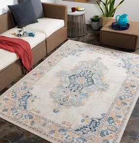 Mark&Day Outdoor Rugs, 5x7 Calumet Global Indoor/Outdoor Beige Area Rug, Non Shedding Beige Carpet for Patio, Porch, Deck, Bedroom, Living Room or Kitchen (5'3" x 7')