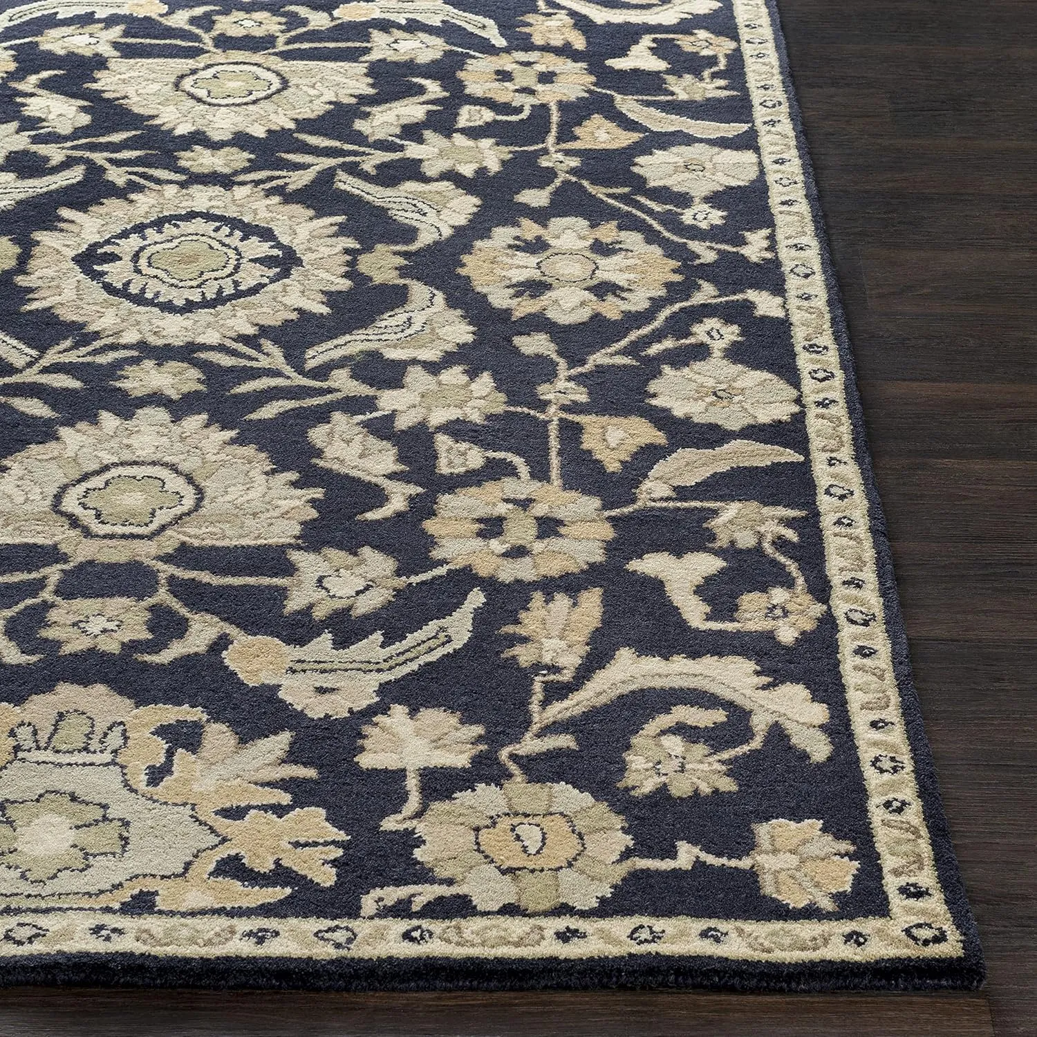 Mark&Day Wool Rugs, 2x3 Caraquet Traditional Ink Area Rug, Black Beige Carpet for Living Room, Bedroom or Kitchen (2' x 3')