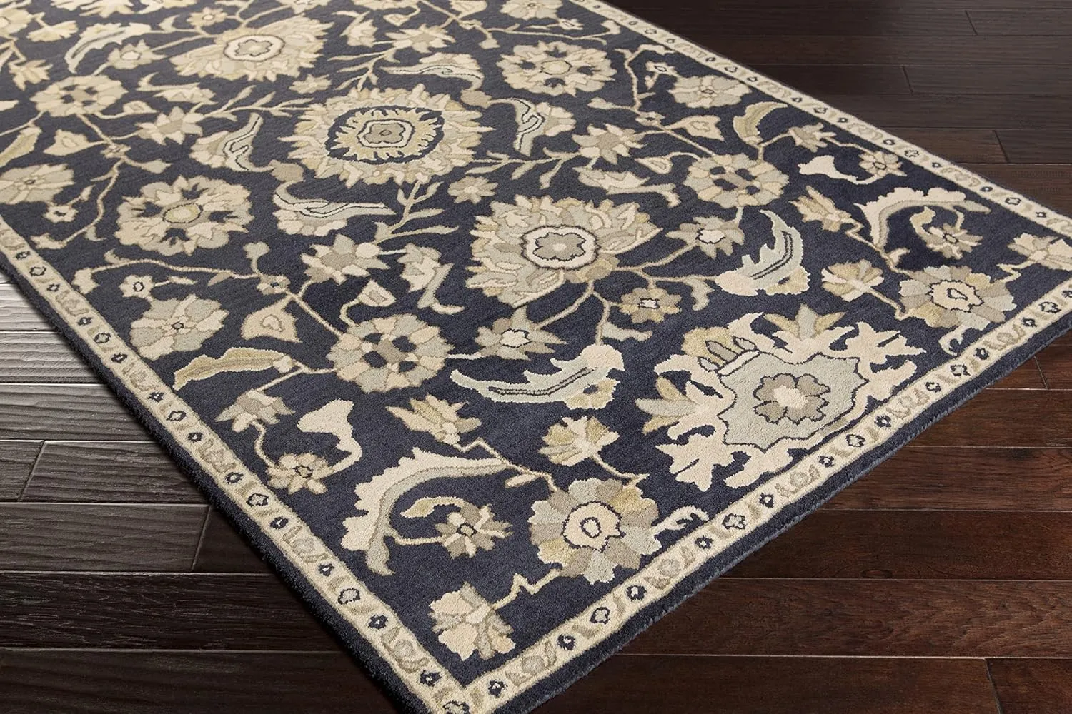Mark&Day Wool Rugs, 2x3 Caraquet Traditional Ink Area Rug, Black Beige Carpet for Living Room, Bedroom or Kitchen (2' x 3')