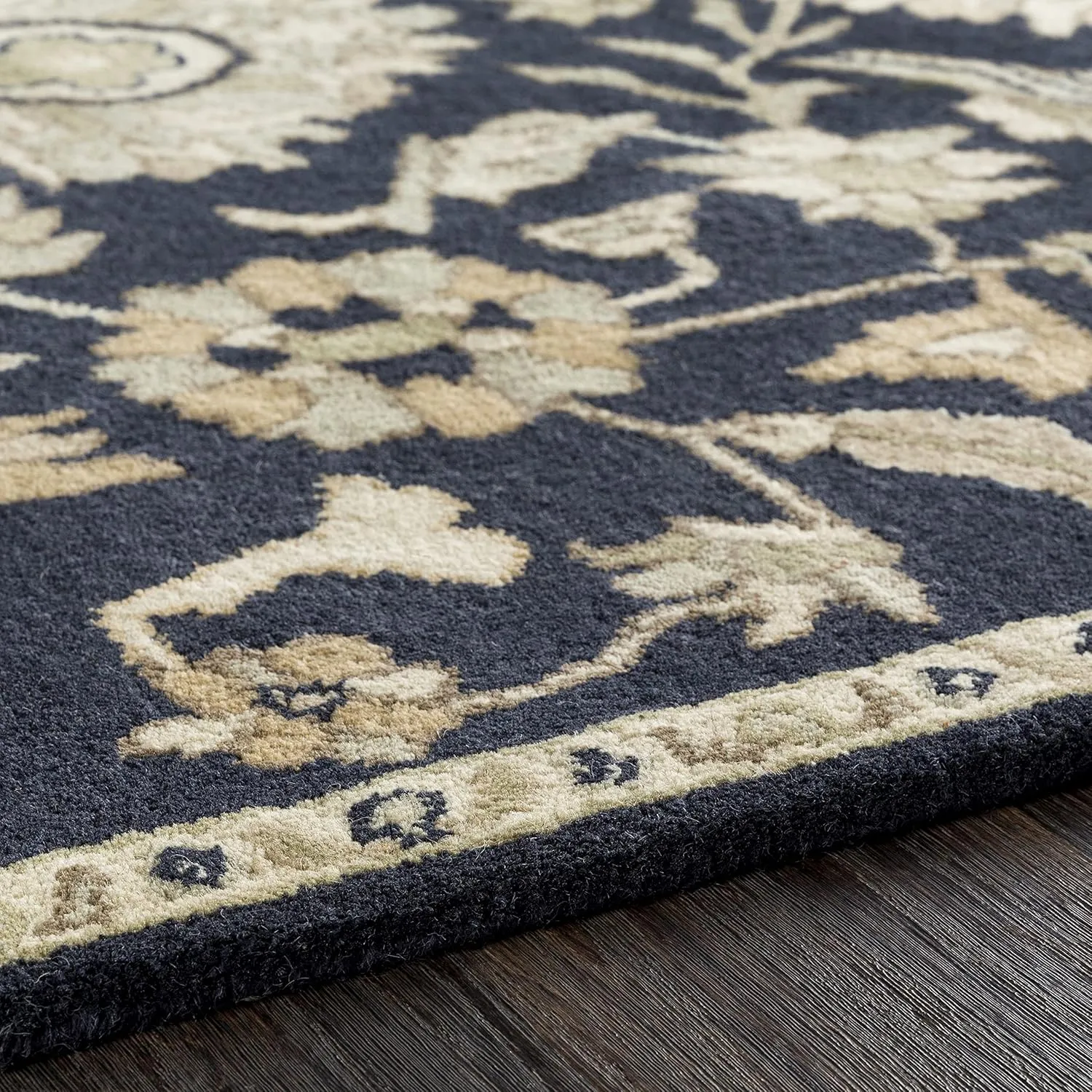 Mark&Day Wool Rugs, 2x3 Caraquet Traditional Ink Area Rug, Black Beige Carpet for Living Room, Bedroom or Kitchen (2' x 3')