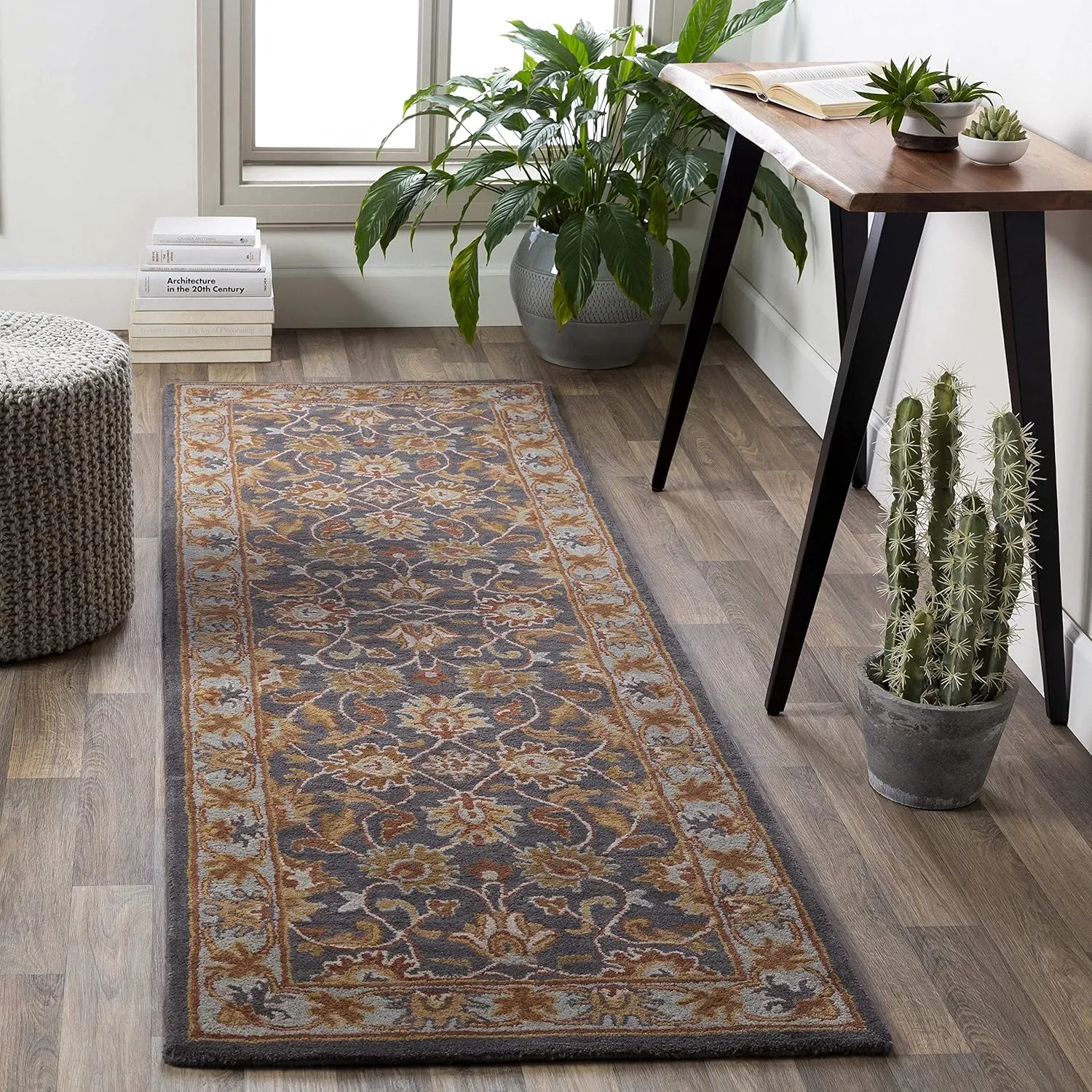 Mark&Day Wool Rugs, 5x8 Paris Traditional Charcoal Area Rug, Charcoal Carpet for Living Room, Bedroom or Kitchen (5' x 8')