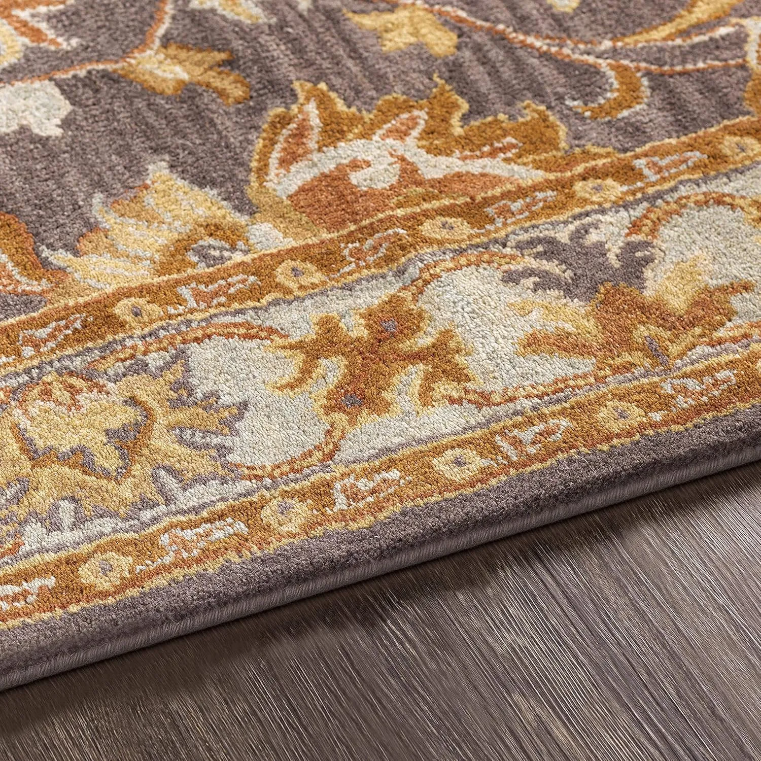 Mark&Day Wool Rugs, 5x8 Paris Traditional Charcoal Area Rug, Charcoal Carpet for Living Room, Bedroom or Kitchen (5' x 8')