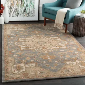 Mark&Day Wool Rugs, 5x8 Roblin Traditional Medium Gray Area Rug, Brown Blue Beige Carpet for Living Room, Bedroom or Kitchen (5' x 8')