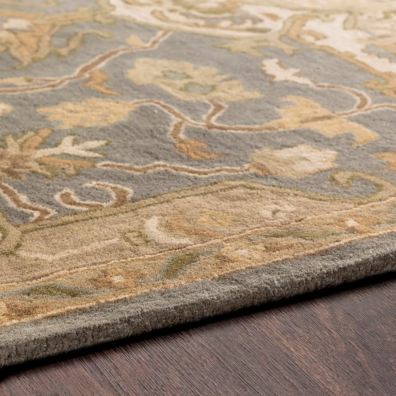 Mark&Day Wool Rugs, 5x8 Roblin Traditional Medium Gray Area Rug, Brown Blue Beige Carpet for Living Room, Bedroom or Kitchen (5' x 8')