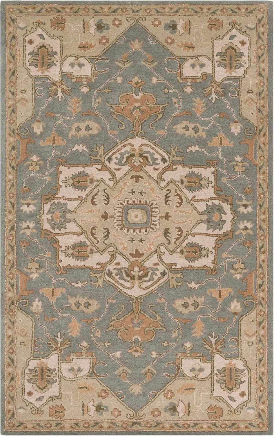 Mark&Day Wool Rugs, 5x8 Roblin Traditional Medium Gray Area Rug, Brown Blue Beige Carpet for Living Room, Bedroom or Kitchen (5' x 8')