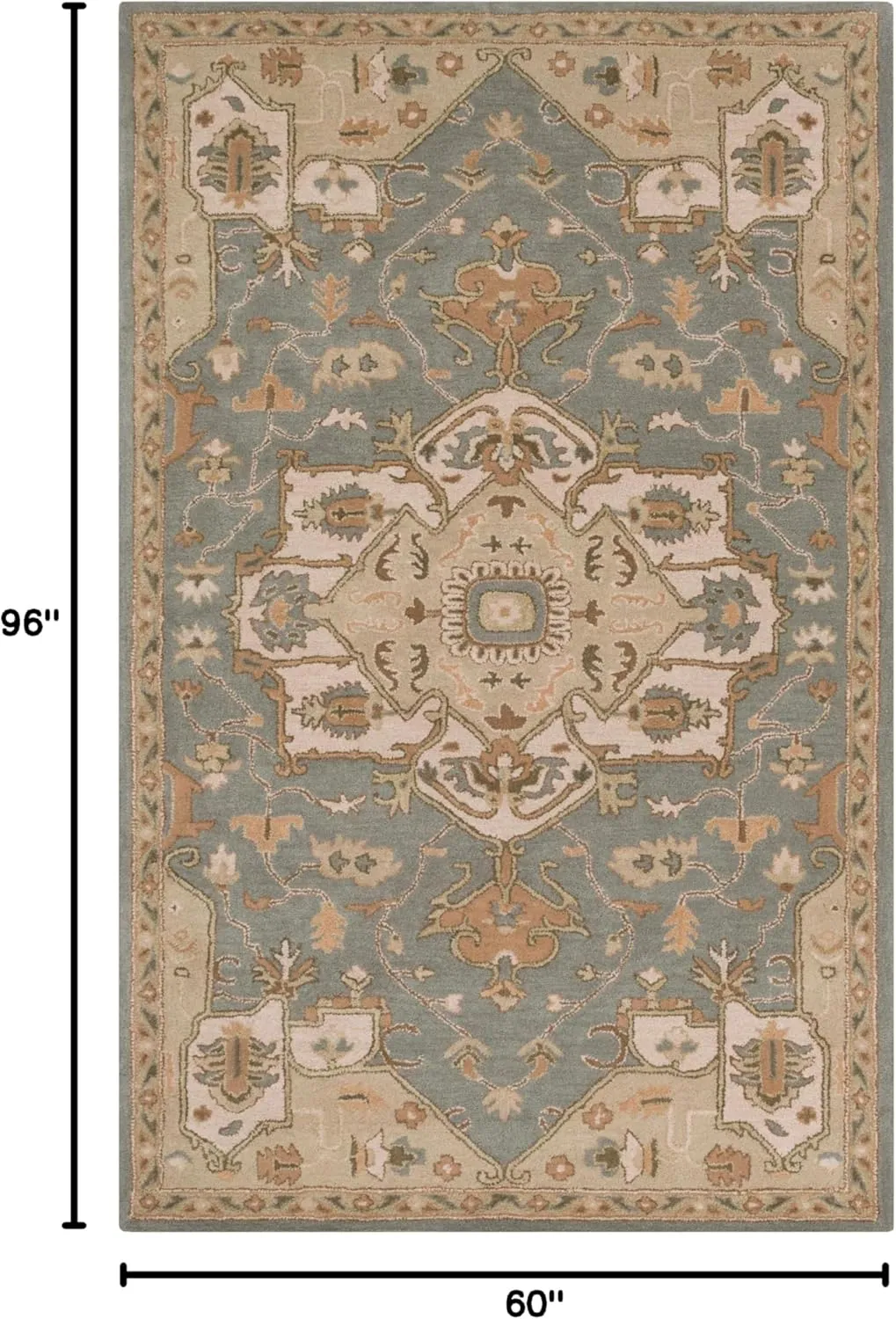 Mark&Day Wool Rugs, 5x8 Roblin Traditional Medium Gray Area Rug, Brown Blue Beige Carpet for Living Room, Bedroom or Kitchen (5' x 8')