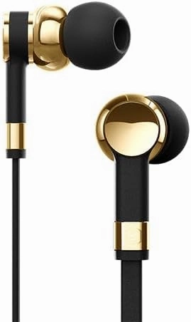MASTER & DYNAMIC ME05 Wired Earphones, Wired Ear Buds with Built-in Remote to Control Music, Phone Calls, and Volume with USB-C Adapter, Gold/Black