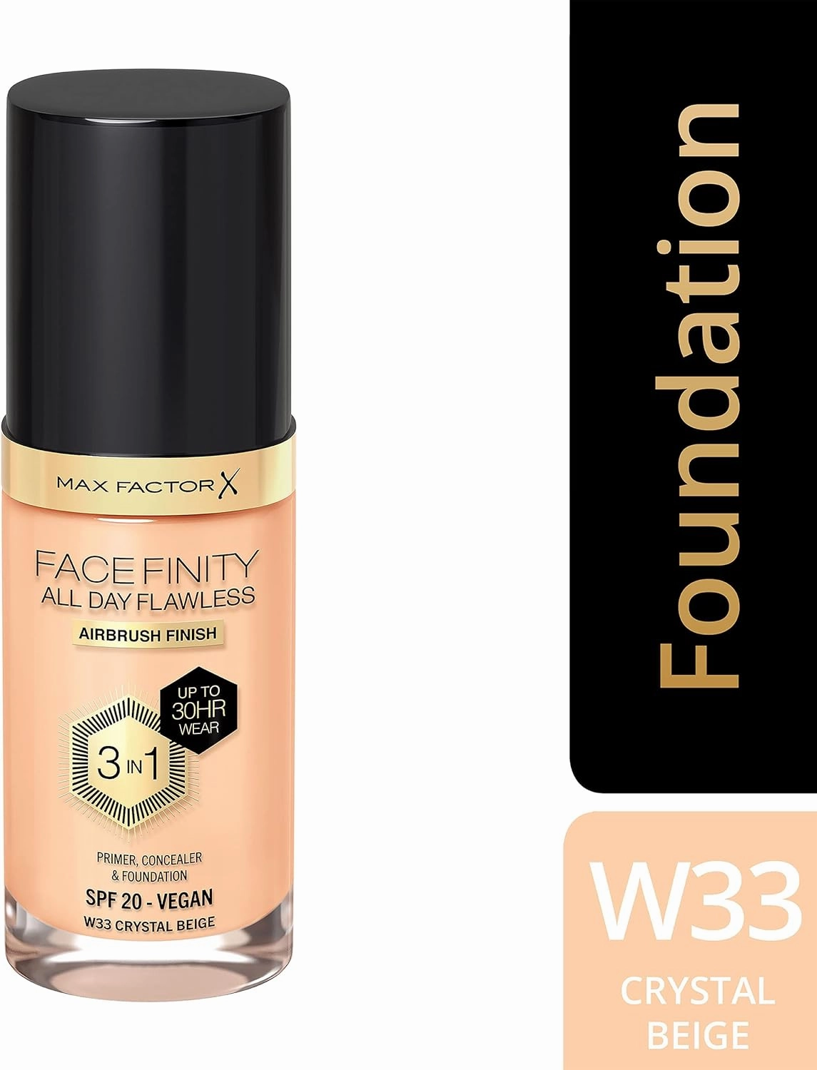 Max Factor Facefinity All Day Flawless 3 In 1 Foundation SPF 20, No. 33 Crystal Beige