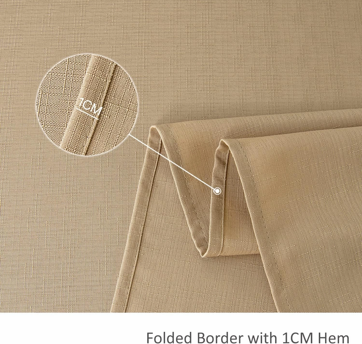 maxmill Square Tablecloth Slubby Texture Waterproof Wrinkle Resistant Washable Soft Table Cloth, Decorative Fabric Table Cover for Dining Room Dinner and Parties, 52 x 52 Inch, Beige