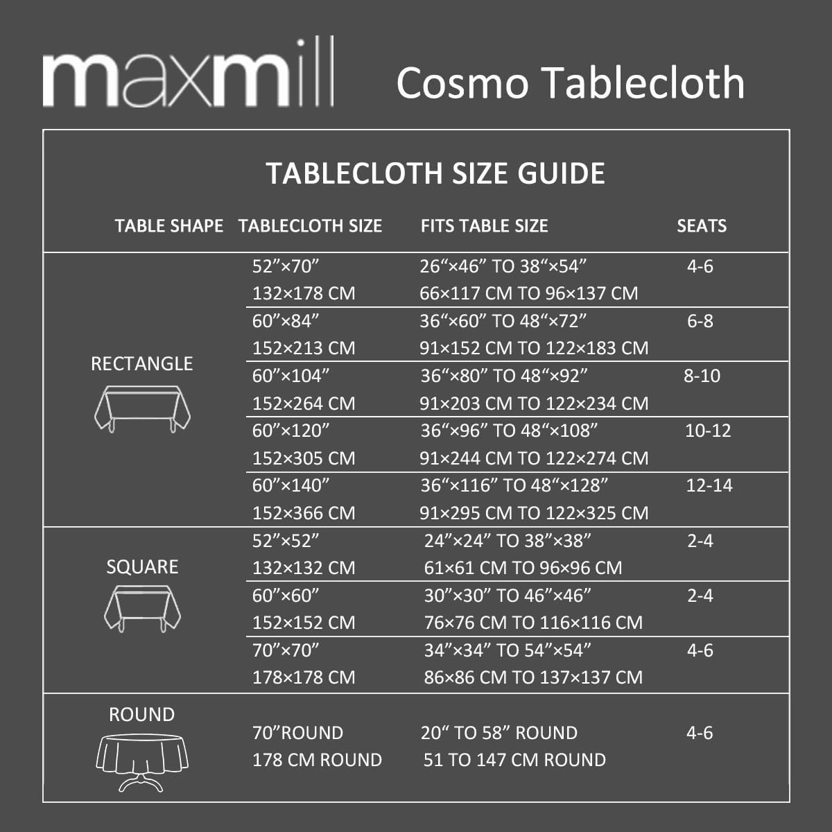 maxmill Square Tablecloth Slubby Texture Waterproof Wrinkle Resistant Washable Soft Table Cloth, Decorative Fabric Table Cover for Dining Room Dinner and Parties, 52 x 52 Inch, Beige