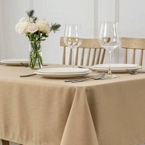 maxmill Square Tablecloth Slubby Texture Waterproof Wrinkle Resistant Washable Soft Table Cloth, Decorative Fabric Table Cover for Dining Room Dinner and Parties, 52 x 52 Inch, Beige
