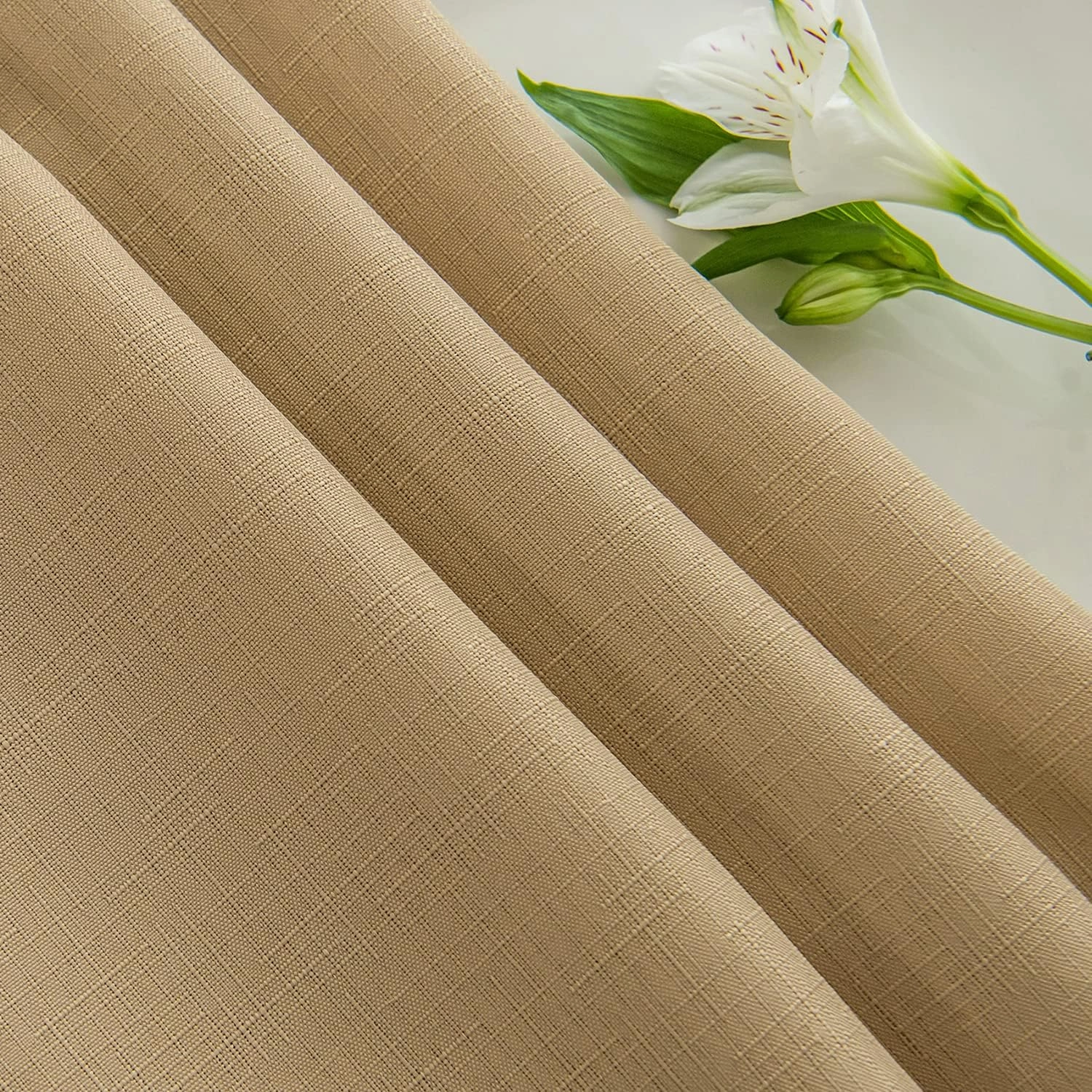 maxmill Square Tablecloth Slubby Texture Waterproof Wrinkle Resistant Washable Soft Table Cloth, Decorative Fabric Table Cover for Dining Room Dinner and Parties, 52 x 52 Inch, Beige