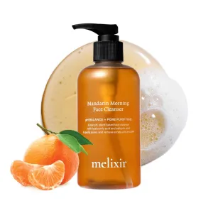 Melixir Mandarin Morning Face Cleanser, Gentle Non-Stripping Daily Cleanser for Dry Skin, Hydrating Hyaluronic Acid & BHA, Low pH Gel Formula, Removes Excess Oil and SPF, Korean Skin Care (8.4 fl.oz.)