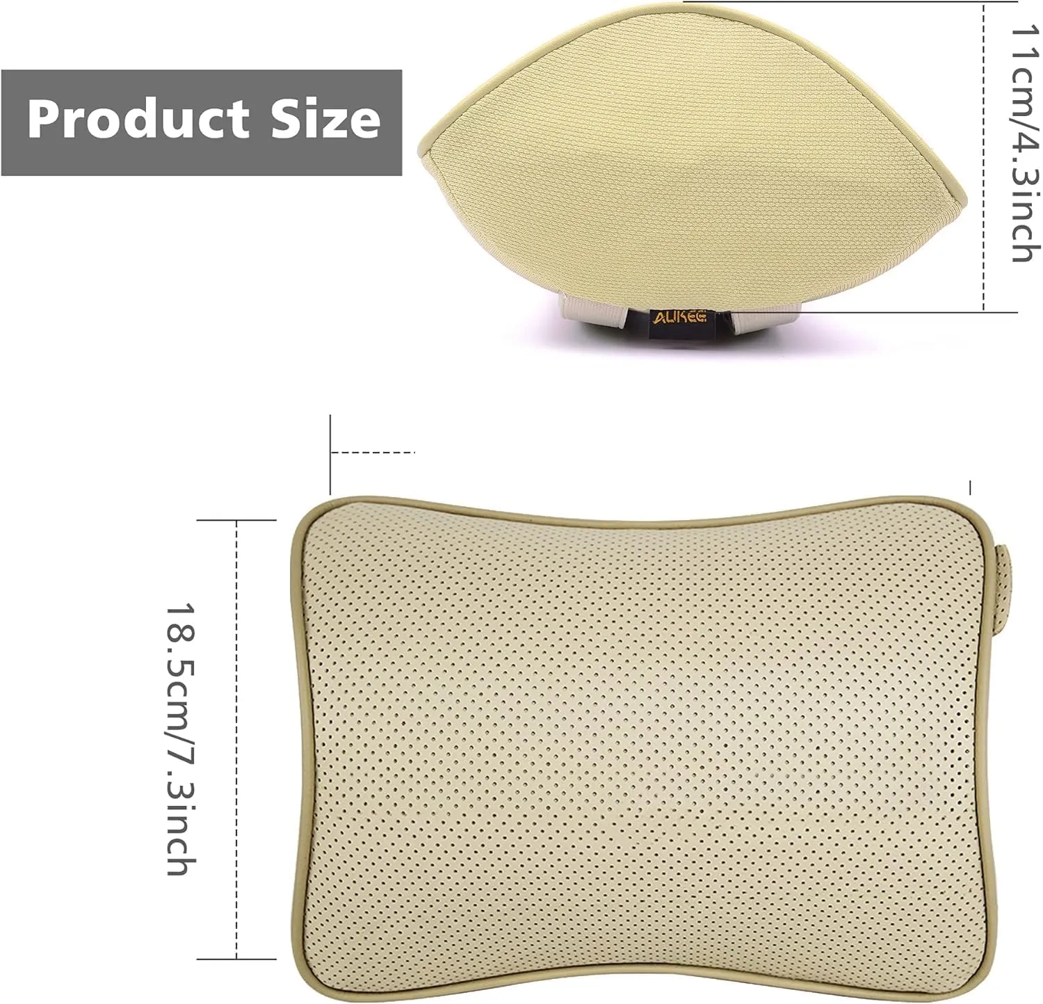Memory Foam Car Neck Pillow Soft Leather Headrest for Driving Home Office Beige (1PC)
