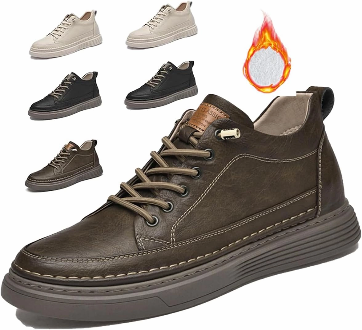 Men's Invisible Height Increasing Oxford Shoes, Elevator Sneakers, Breathable, Anti-Slip, 2" Taller, Beige, US 4.5 - 12