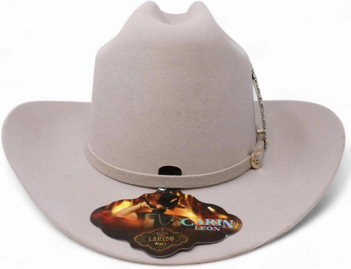 Men's Official Carin Leon Cowboy Felt Hat with Silversmith Feather - Beige
