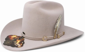 Men's Official Carin Leon Cowboy Felt Hat with Silversmith Feather - Beige