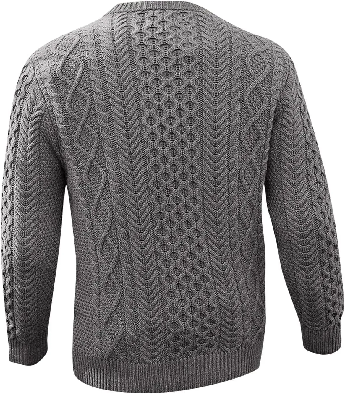 Mens Crewneck Pullover Sweater Soft Casual Waffle Textured Long Sleeve Knitted Sweaters with Ribbing Edge