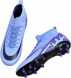 Mens High-Top Soccer Cleats Womens Turf Football Shoes Boys Girls Lightweight Youth Professional Indoor Outdoor AG Black Purple Pink