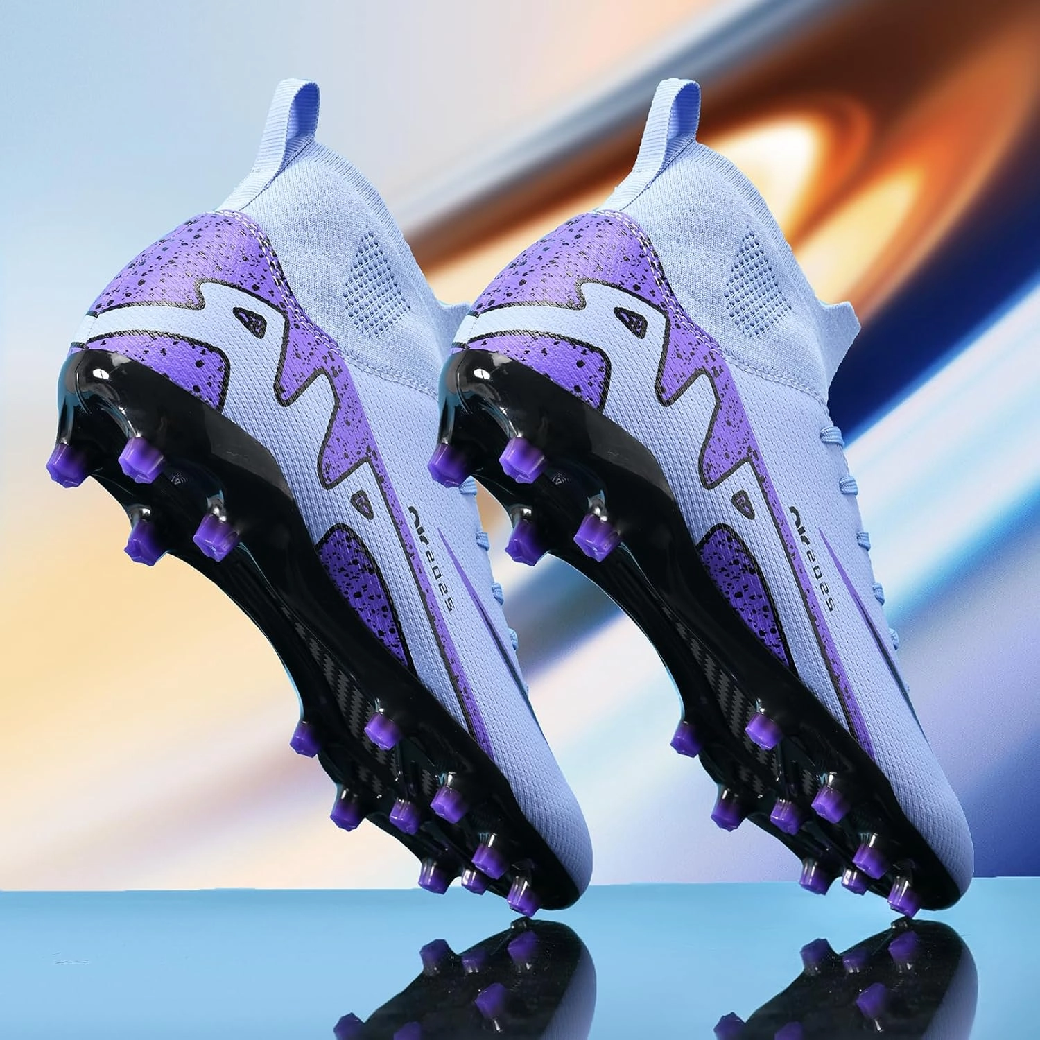 Mens High-Top Soccer Cleats Womens Turf Football Shoes Boys Girls Lightweight Youth Professional Indoor Outdoor AG Black Purple Pink