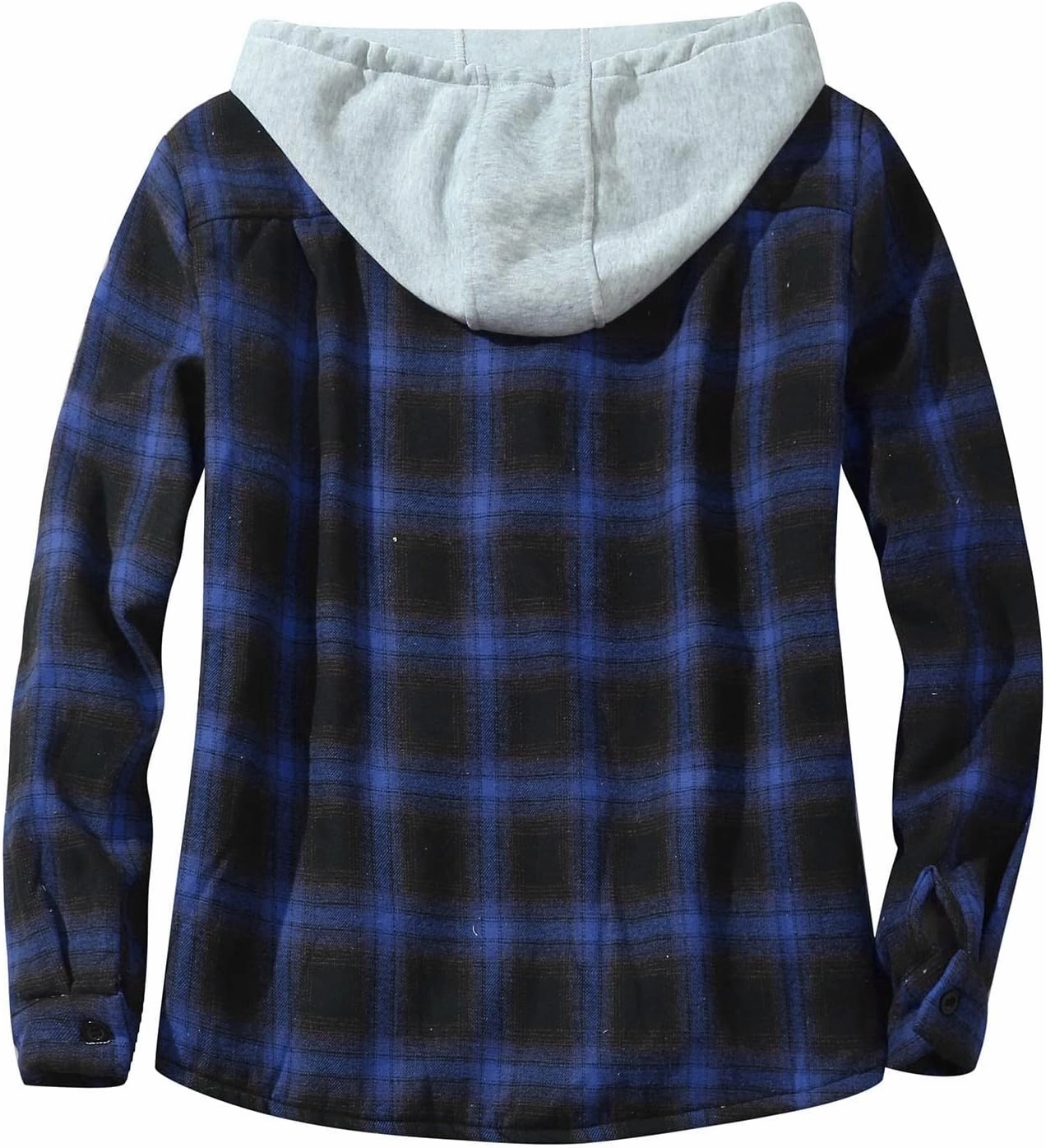 Mens Sweatshirt Winter Fashion Casual Plaid Pocket Hooded Zipper Buckle Composite Coat Jacket Thick Coat Weighted