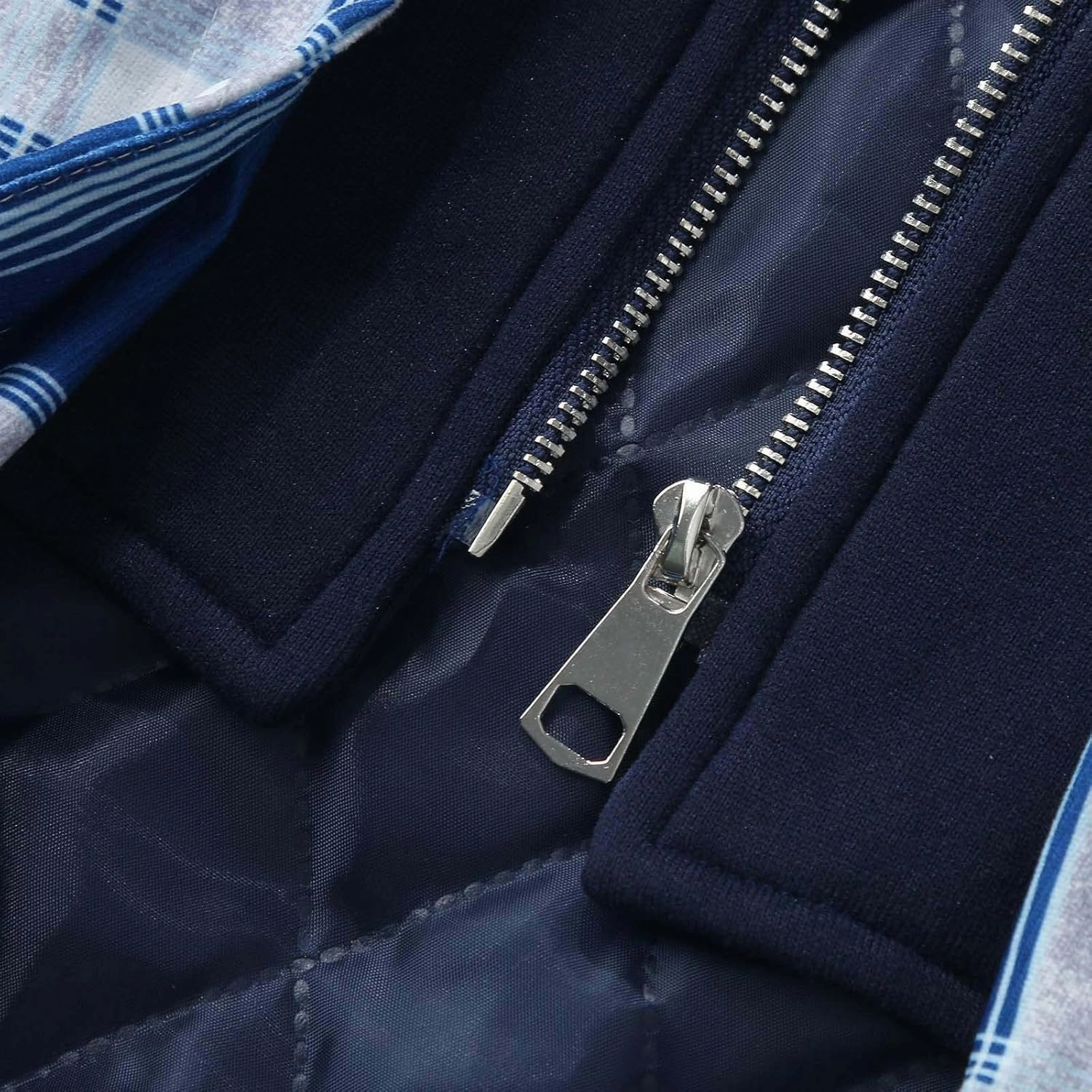 Mens Sweatshirt Winter Fashion Casual Plaid Pocket Hooded Zipper Buckle Composite Coat Jacket Thick Coat Weighted