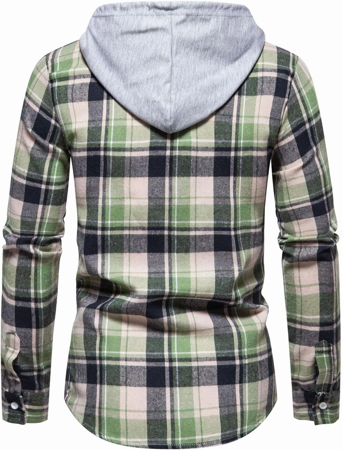 Mens Sweatshirt Winter Fashion Casual Plaid Pocket Hooded Zipper Buckle Composite Coat Jacket Thick Coat Weighted