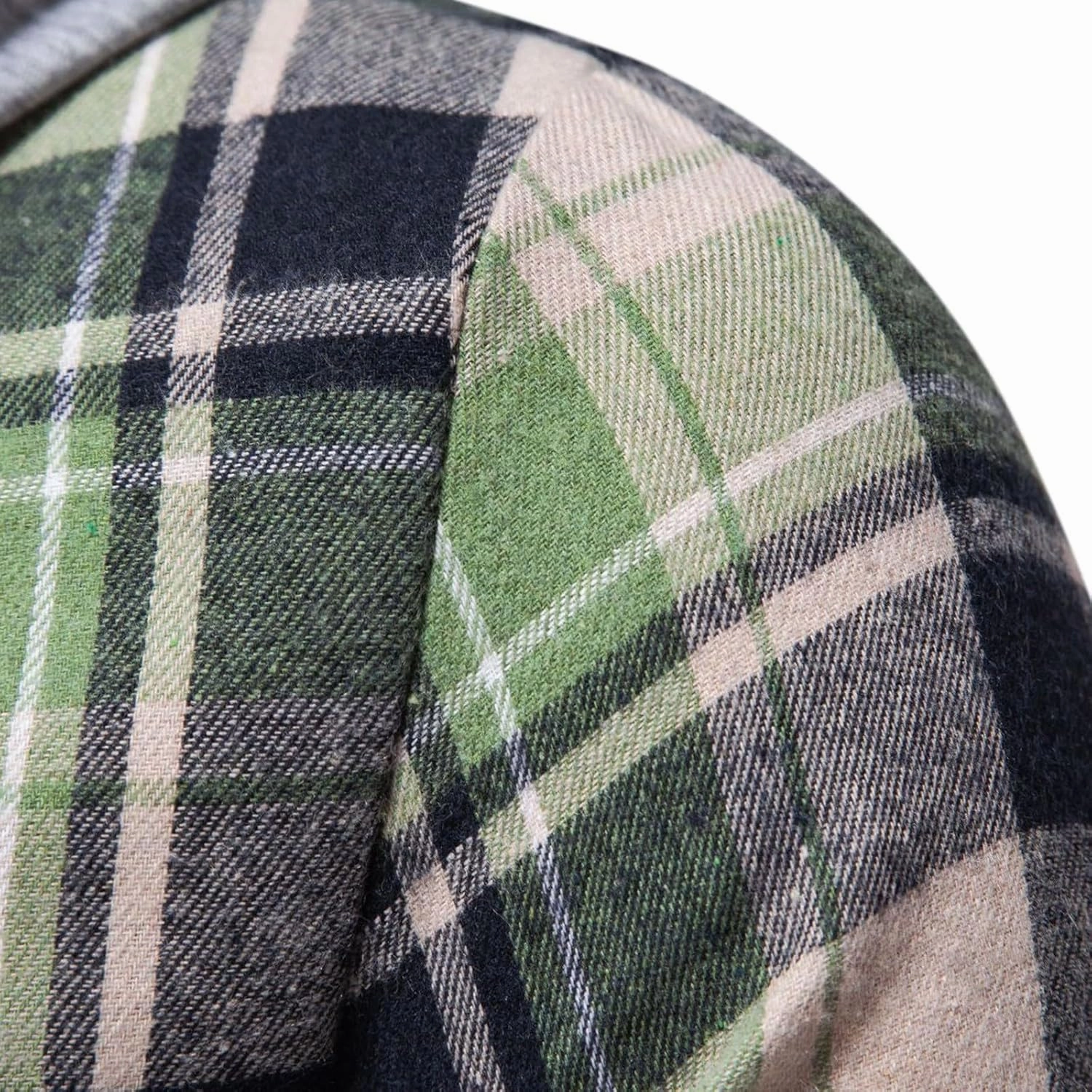 Mens Sweatshirt Winter Fashion Casual Plaid Pocket Hooded Zipper Buckle Composite Coat Jacket Thick Coat Weighted