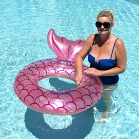 Mermaid Inflatable Adult Pool Float - Mermaid Tail Swimming Tubes, Water Rafts for Beach, Lake, Tanning - Fun Floating Beach Lounger, Water Toys, Pool Floats Adult - 46" Large Pink Tail Chair