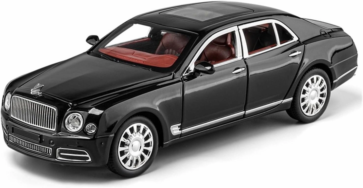 Metal Die Cast Toy Cars 1:24 for Bentley Mulsanne Alloy Commercial Vehicle Model Ornaments Simulation Large Toy for Home Or Office Décor(Black)