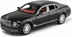 Metal Die Cast Toy Cars 1:24 for Bentley Mulsanne Alloy Commercial Vehicle Model Ornaments Simulation Large Toy for Home Or Office Décor(Black)