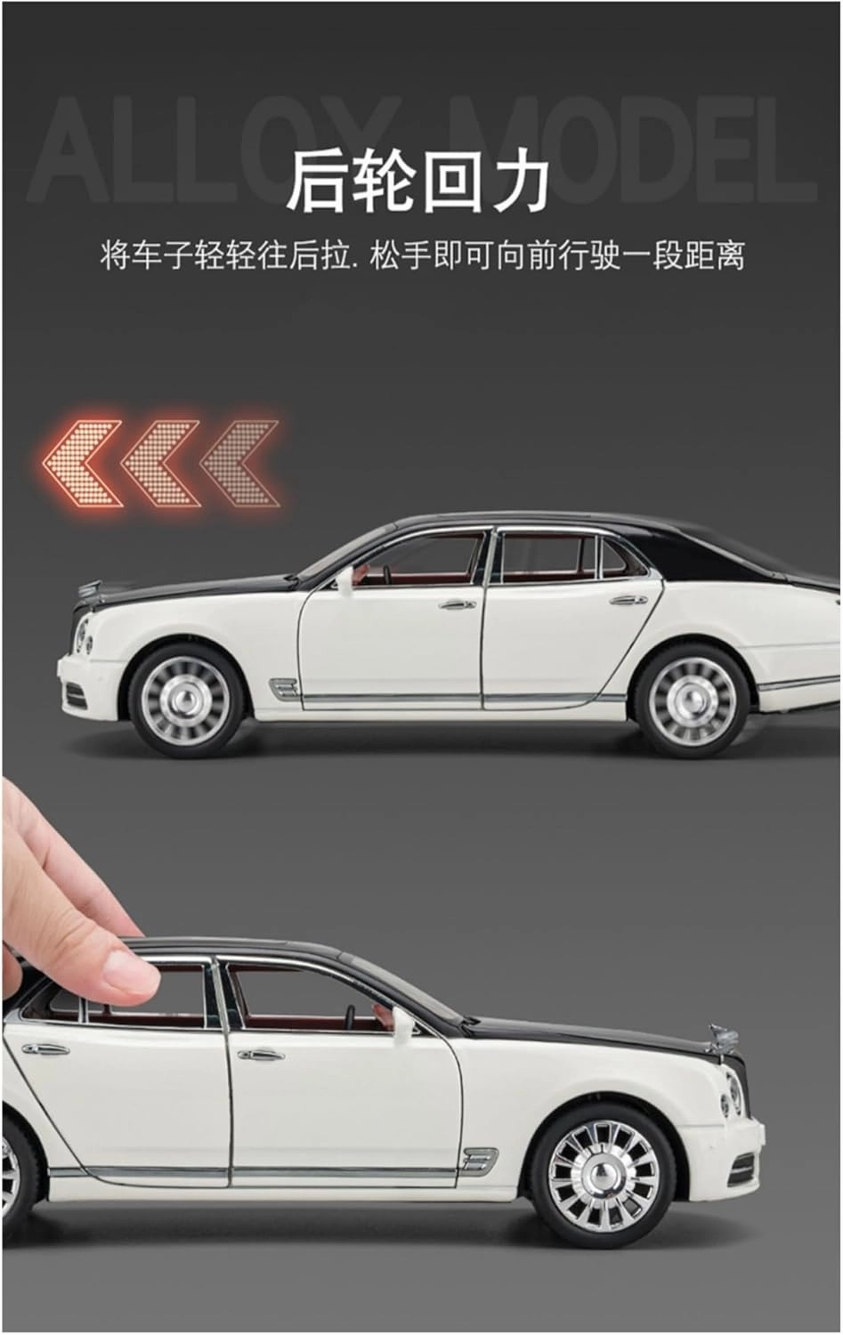 Metal Die Cast Toy Cars 1:24 for Bentley Mulsanne Alloy Commercial Vehicle Model Ornaments Simulation Large Toy for Home Or Office Décor(Black)