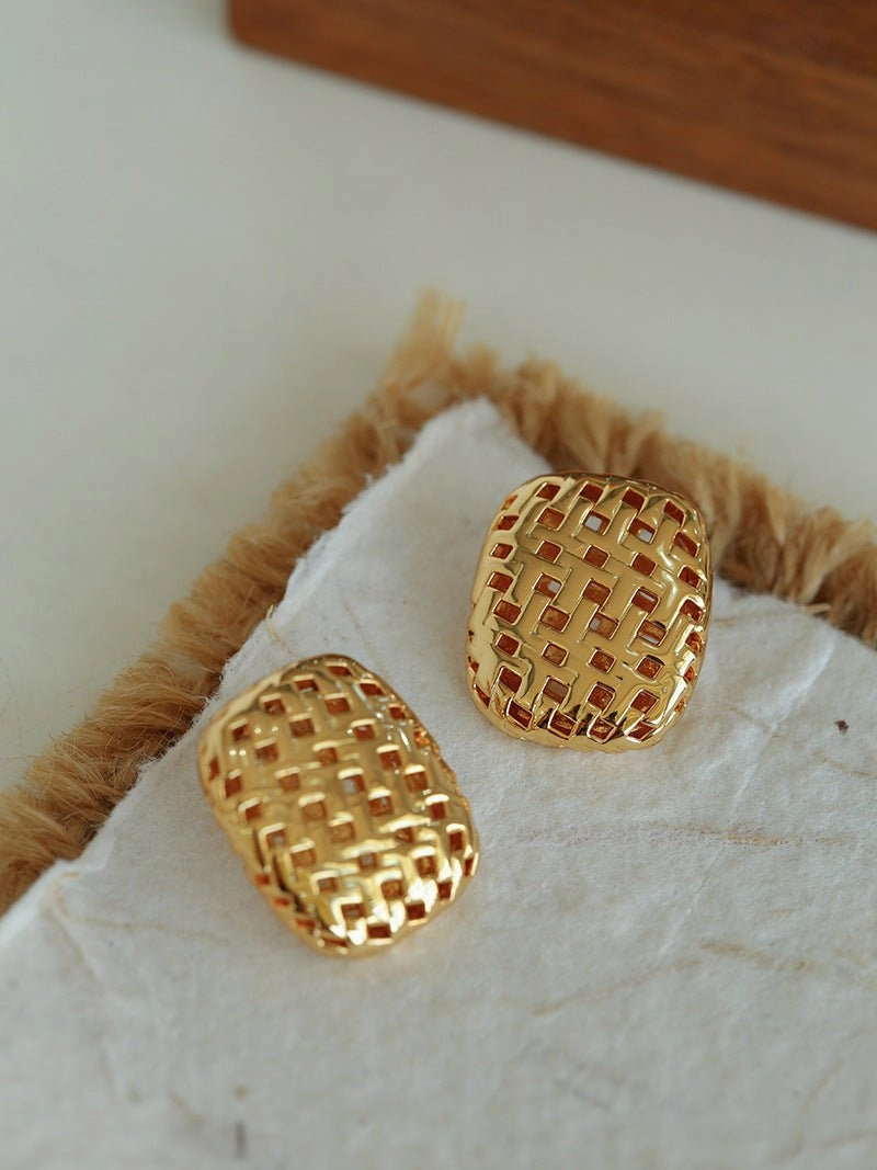 Metal Style Hollow Square Retro Earrings