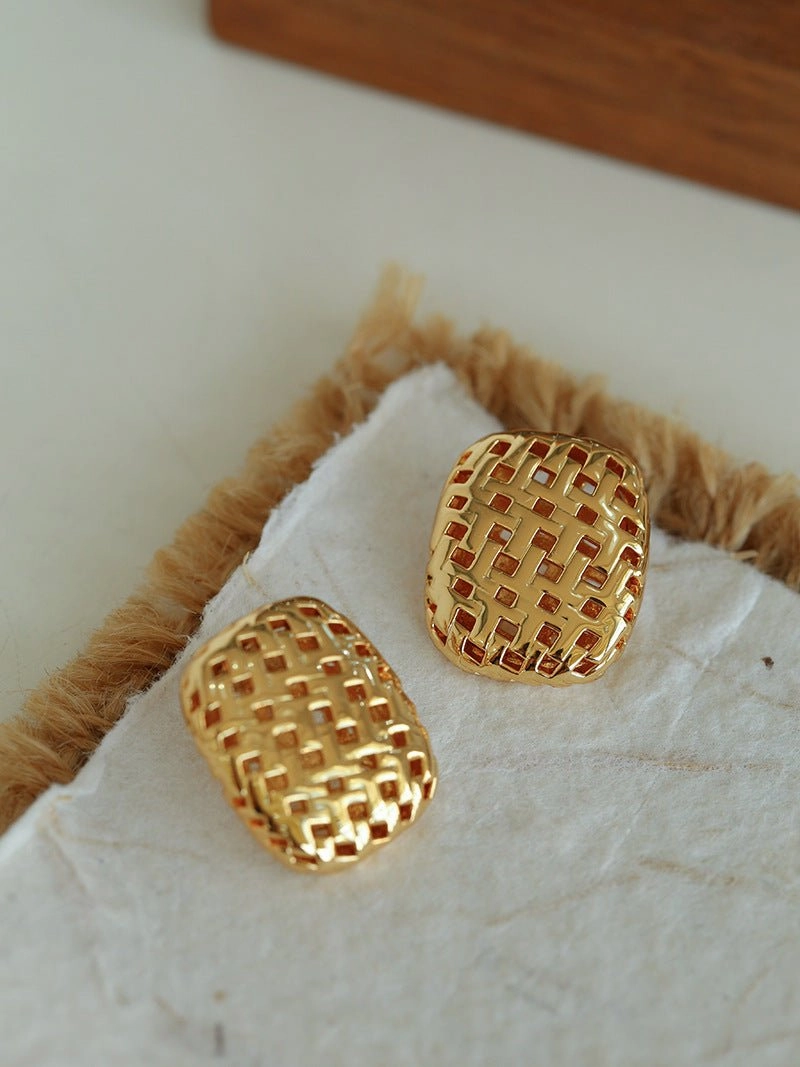 Metal Style Hollow Square Retro Earrings