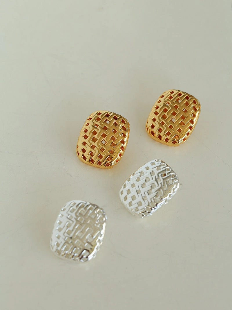 Metal Style Hollow Square Retro Earrings