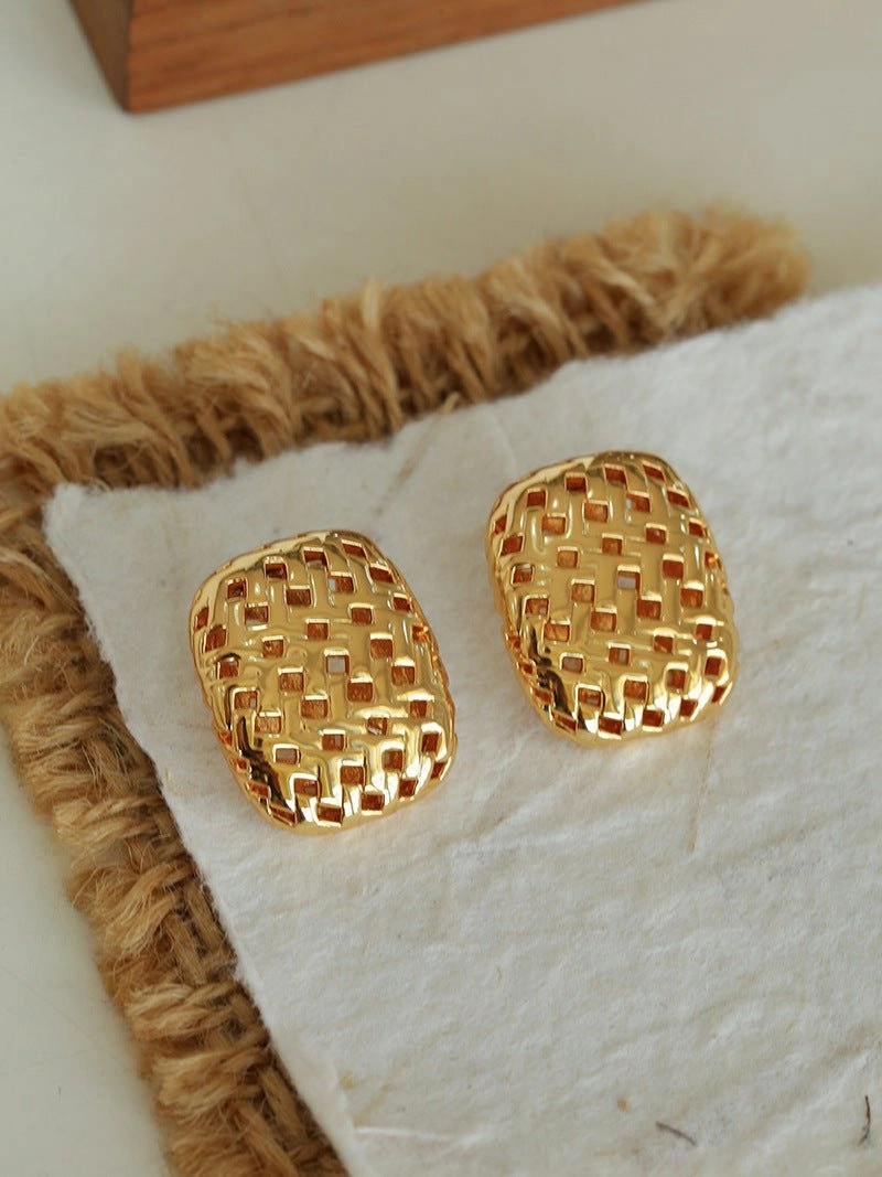 Metal Style Hollow Square Retro Earrings