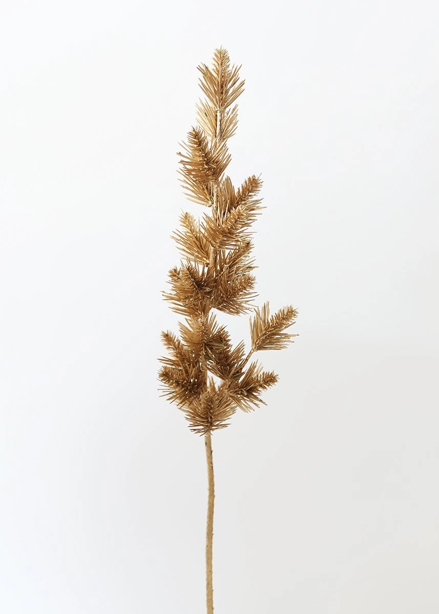 Metallic Gold Artificial Winter Pine Branch - 28"