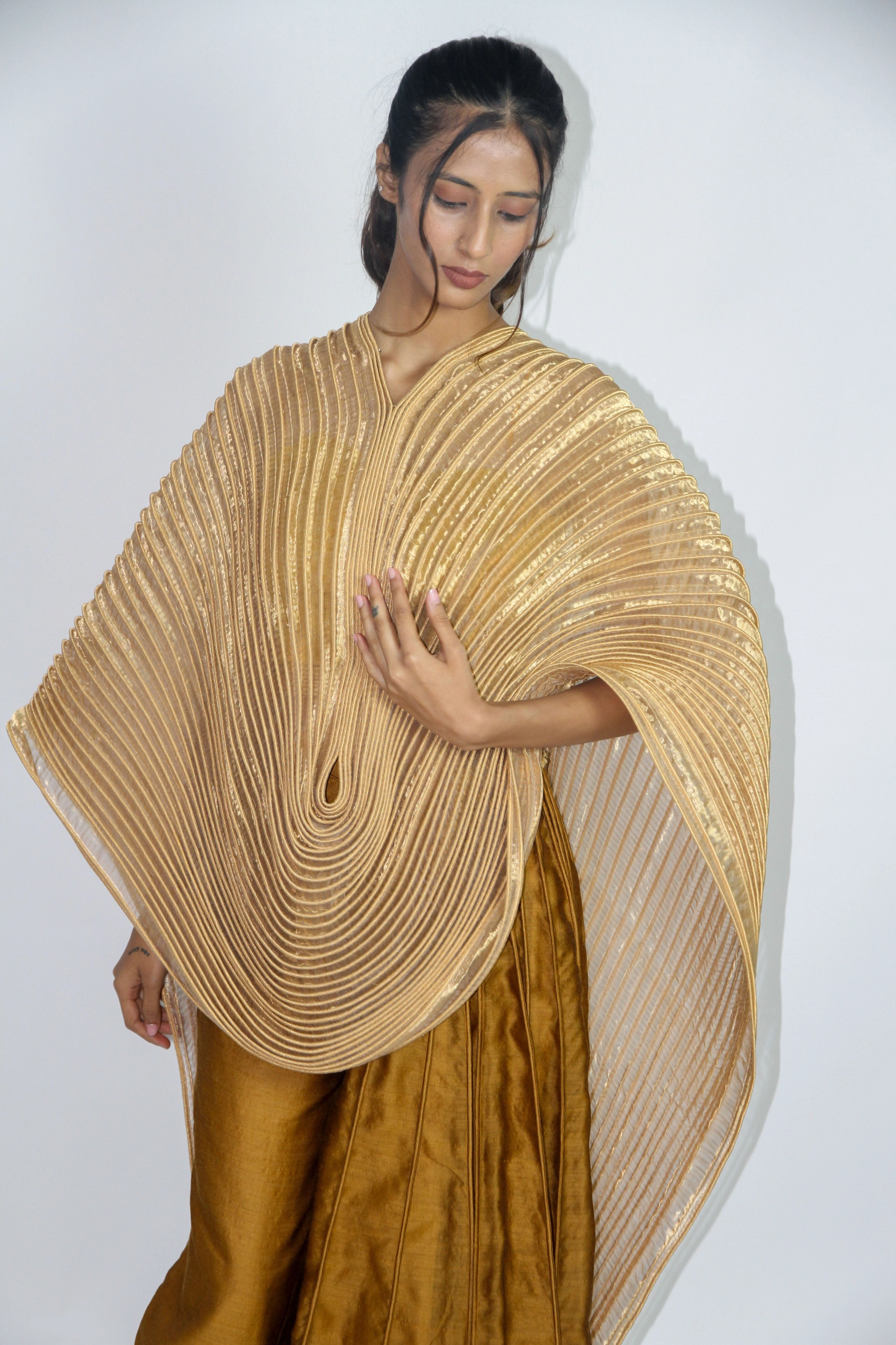 Metallic Golden Dupatta Cape