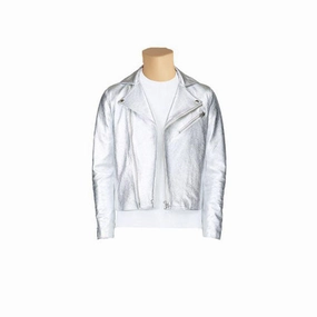 Metallic silver leather jacket