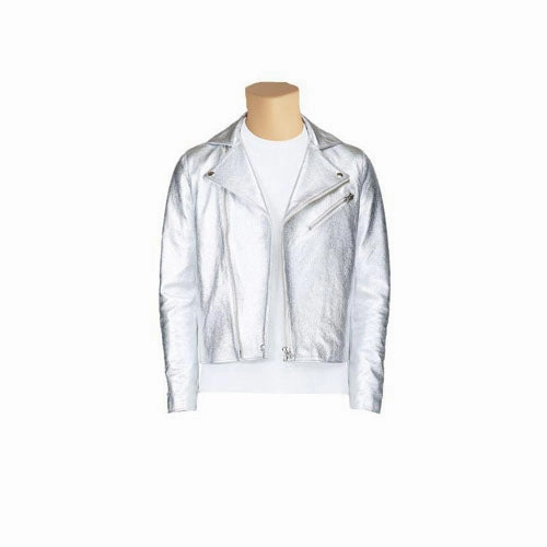 Metallic silver leather jacket