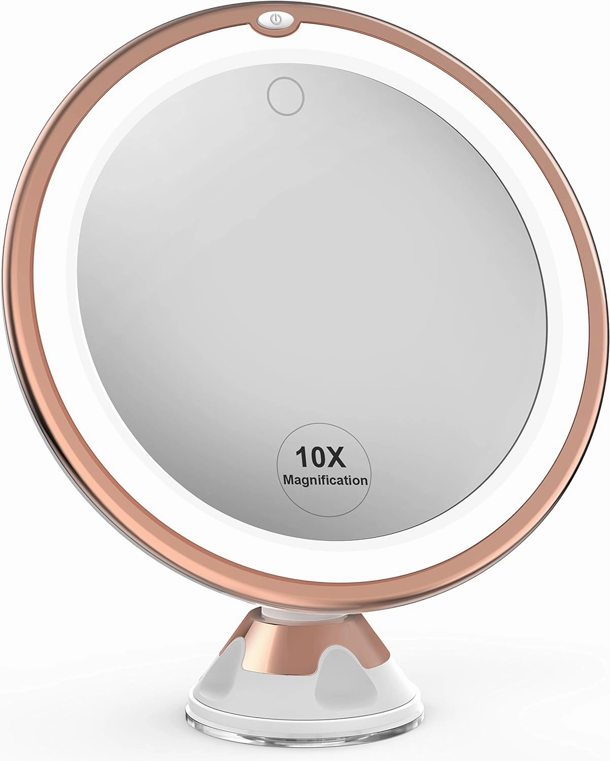 Mganifying Mirror Compact Mirror for Home, Bathroom Vanity Magnifying Lighted Makeup Mirror with Touch Control, Powerful Locking Suction Cup