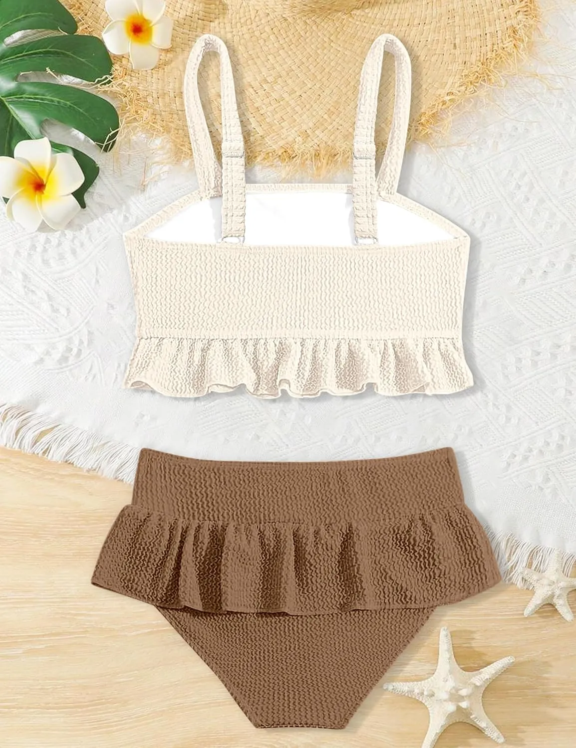 Migu Girls Swimsuits with Ruffled Hem Cute Bikini 2 Piece Bathing Suits for Girls Swimwear