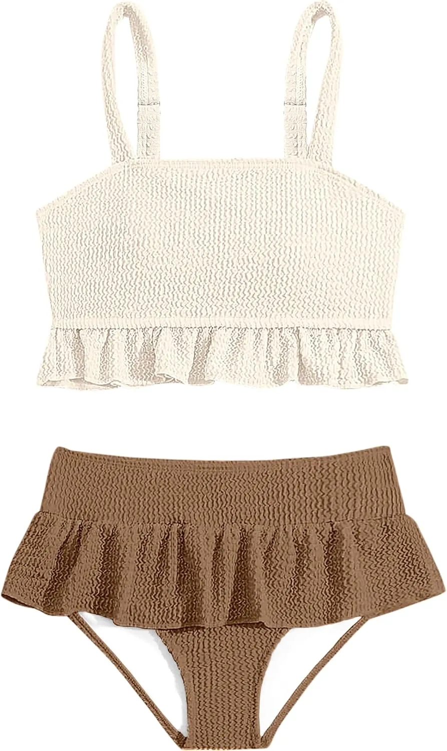 Migu Girls Swimsuits with Ruffled Hem Cute Bikini 2 Piece Bathing Suits for Girls Swimwear