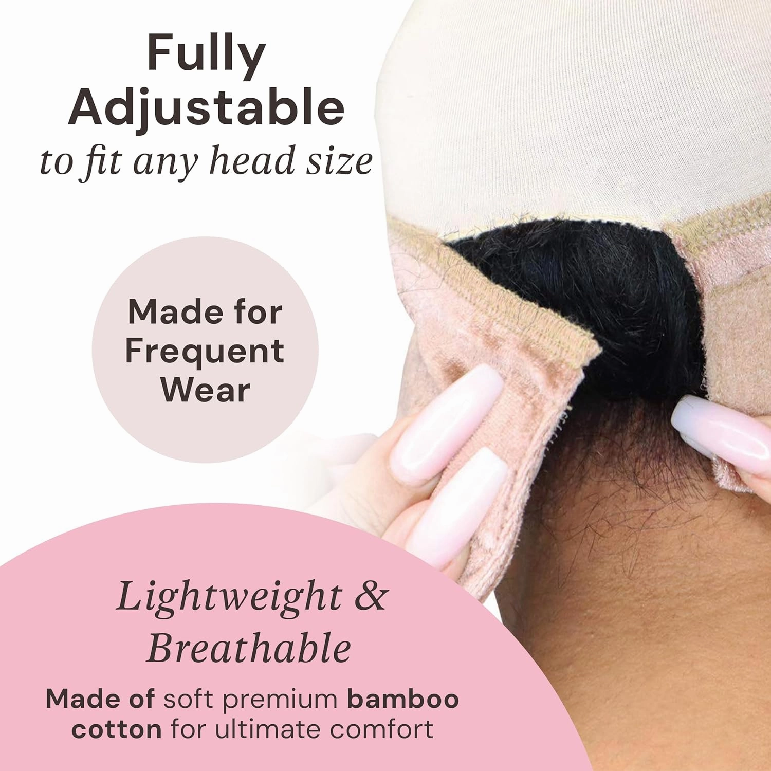 MILANO COLLECTION Lace Wig Grip Cap for Women, Adjustable Wig Caps for Women Non Slip with Headband to Secure Lace Top Perfectly in Place, One Size Fits All, Nude