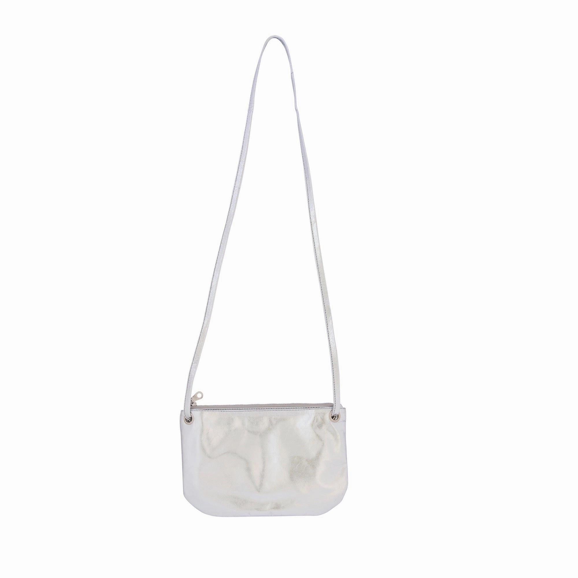Mini Florence Silver Leather Crossbody Wallet