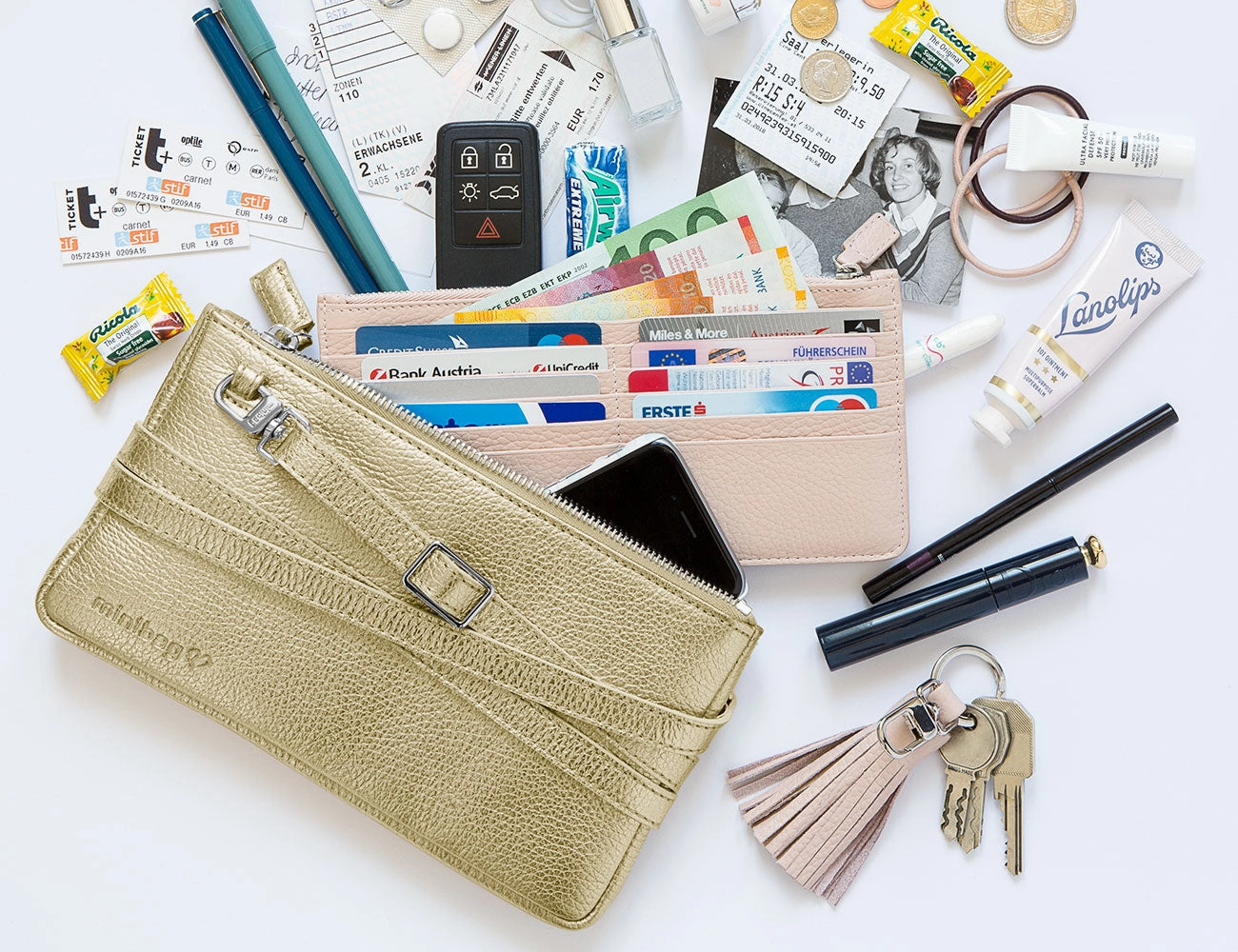 minibag metallic Gold & Wallet